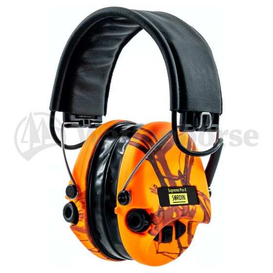 Sordin Aktivgehörschutz Pamir Supreme Pro X -LED Lampe - mit Lederband, Orange-Camo Schalen